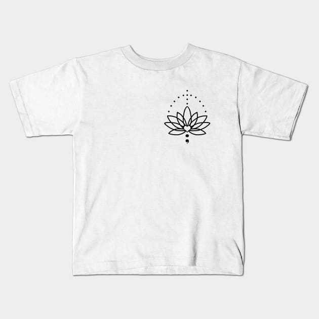 Lotus Semicolon - Mental Health Warrior Kids T-Shirt by By Diane Maclaine